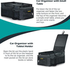 Car Seat Organizer-Car Organizer Front Seat Back Seat,Car Organizers and Storage,Passenger Seat Organizer with Lid Tissue Box Cup Holder (Grey) (Black)