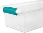 Sterilite 6 Qt Latching Storage Box, Stackable Bin with Latch Lid, Plastic Container to Organize Shoes on Closet Shelf, Clear