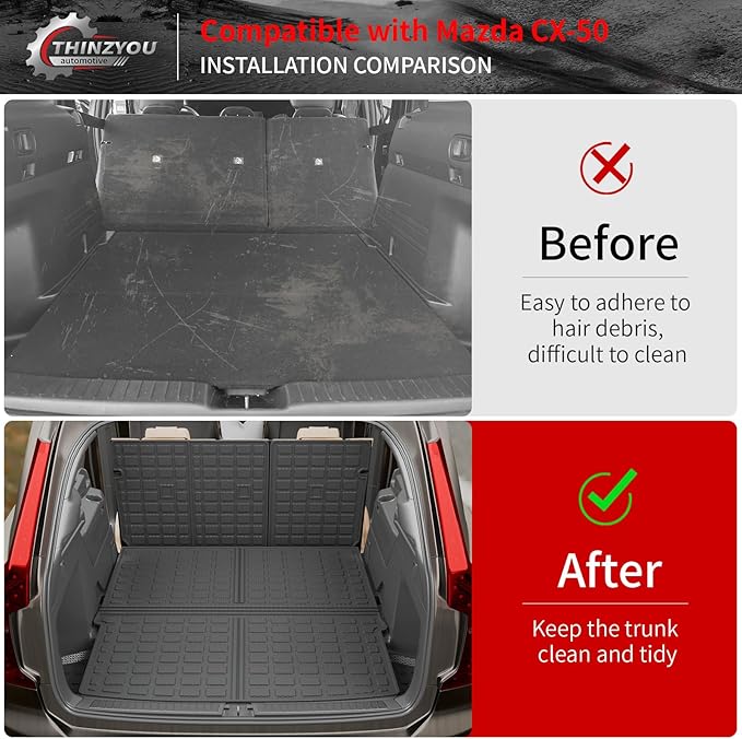 Floor Mats Compatible with 2023 2024 2025 2026 Mazda CX50 Trunk Mat Cargo Liner TPE All Weather Back Seat Cover Protector 2024 CX-50 Accessories (Trunk Mat+Backrest Mats+Floor Mats)