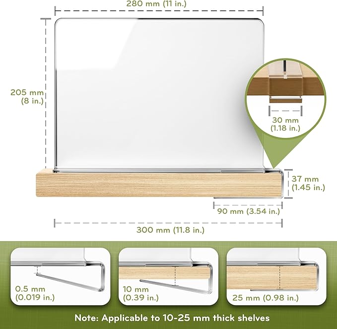 Acrylic Shelf Dividers for Closet Organization, 4-Pack Premium Quality Reinforced Material Closet Organizers and Storage, Per