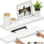 Ballucci Floating Shelves, 36" Wood Wall Shelf Set of 2, with Invisible Brackets for Bathroom, Living Room, Bedroom, Kitchen,
