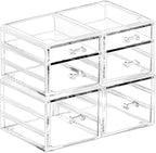 Cq acrylic Clear Acrylic Organizers Countertop,6 Drawers Stackable Storage Bins,Cute Clear Storage Bins for Vanity Jewelry,Ha