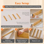 Lifewit 4" High 8 Pack Bamboo Drawer Dividers 43-54cm/17-21.5" Adjustable Wooden Drawer Organizer for Clothes/Utensils, Expan