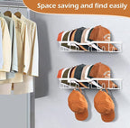 KEETDY Metal Hat Racks for Baseball Caps Wall Hat Organizer Fit 20 Caps Holder, 2 Packs Sturdy Wall Mounted Hat Storage Organ