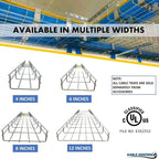 Kable Kontrol Ceiling Hanger Kits – 4” Width - Wire Mesh Tray Cable Management Rack Cords Organizer Cable Basket, Zinc Plated