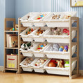 Toy Storage Organizer - Toy Organizers and Storage with Bookshelf, Toy Storage Shelf with 3 Shelves and 12 Storage Bins, Kids