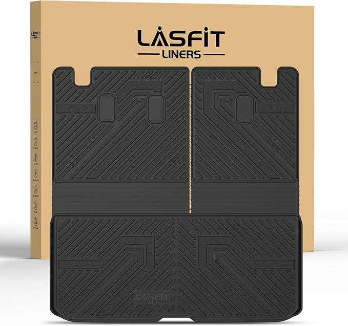 LASFIT Cargo Mat with Backrest Mat for Honda Pilot 2016-2026, Split & One-Piece Foldable Seating TPE Custom Fit Trunk Mat Cargo Liner with Seatback Mat Accessories, Black