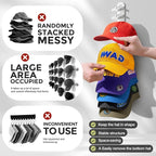 2 Pack Hat Organizer for Baseball Caps, Hat Rack for Wall Hold Up to 20 Hats, Hat Holder with Strong Adhesive and Screws, Hat