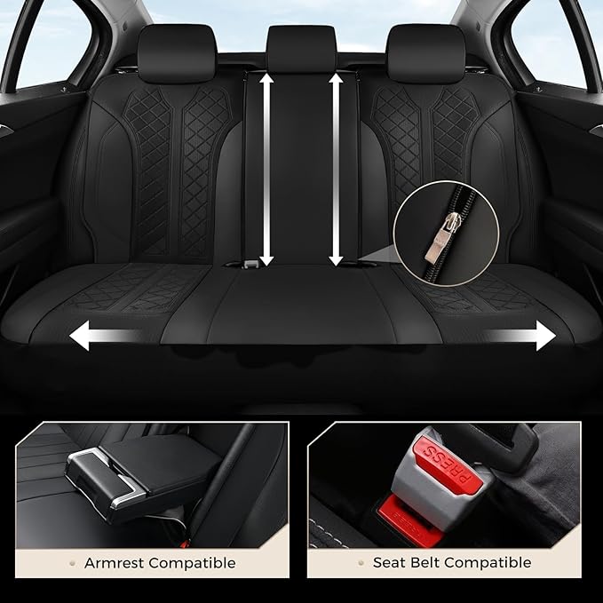 Coverado Car Seat Covers 5 Seats, Seat Covers Full Set, Mesh Breathable Seat Protectors, 5-Piece Spill-Proof Black Automotive