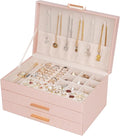 Dajasan Jewelry Box Organizer, 3-Tier Jewelry Storage Organizer with 2 Drawers, Large Jewelry Box for Girls Women, PU Leather
