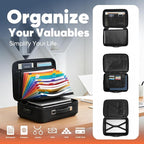 Fireproof Document Box, Hard Case Design Waterproof & Fireproof File Organizer with Lock and 13 Pocket Accordion File Folder,