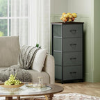 Somdot Dresser for Bedroom with 4 Drawers, Storage Organizer Chest of Drawers with Removable Fabric Bins for Closet Bedside L