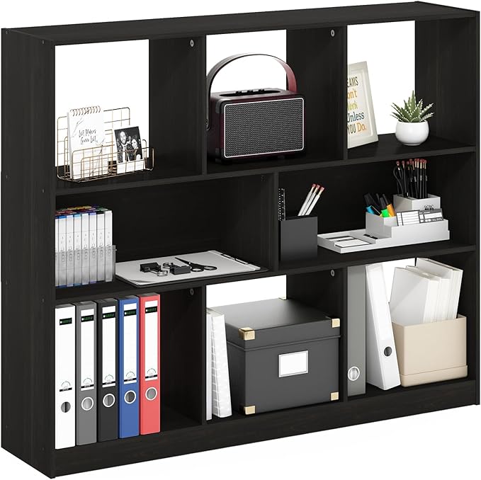 Furinno DALY Book Shelf, 8-Cube Bookshelf, Horizontal Cube Storage Organizer Bookcase, 10.9 x 47.2 x 39.4, for Living Room, B