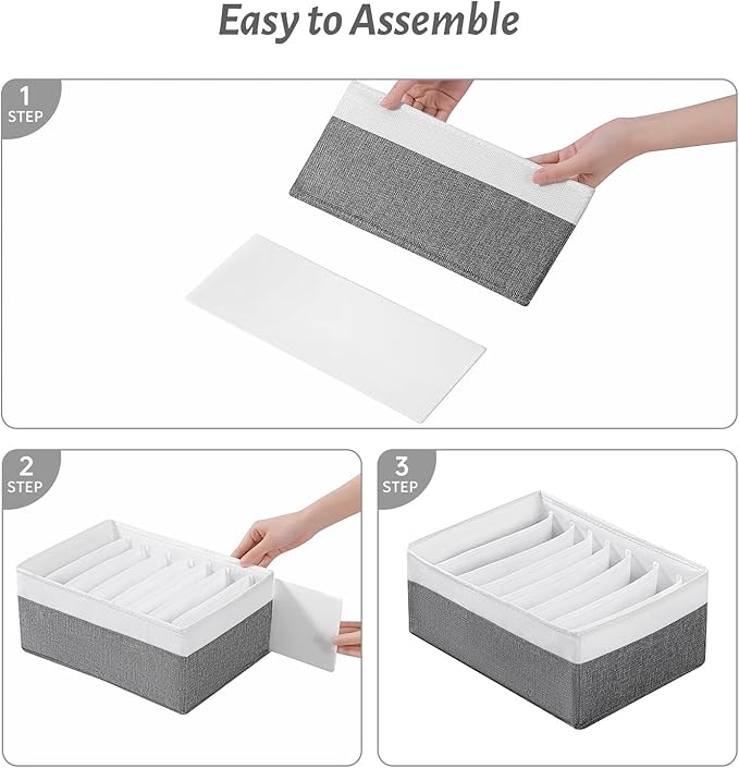 4 Packs T-shirt Drawer Organizers for Clothing,8 Grids Compartment Wardrobe Storage Box, Washable Clothes Organizer for Leggi