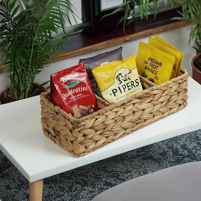 Water Hyacinth Basket for Toilet Paper, Wicker Baskets for Storage Bathroom Counter, Storage Basket With 3 Compartments, Rest
