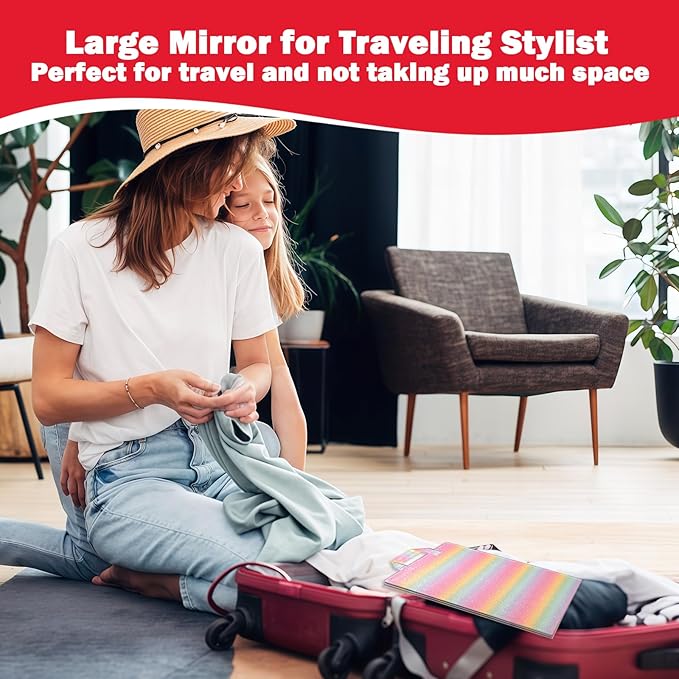 Foldable Full Length Mirror 2-in-1 Wall-Mounted or Tabletop Mirror, Portable Travel Mirror with Handle for Dance Home Bedroom