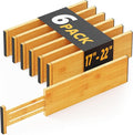 SpaceAid Bamboo Dresser Drawer Dividers 6 Pack, 4.65“ High Adjustable 17“-22” Drawer Organizers, Expandable Organization for 
