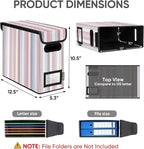 BALEINE File Organizer Box with Lid, Collapsible File Folder Organizer with Plastic Slide, Hanging File Folder Box for Office