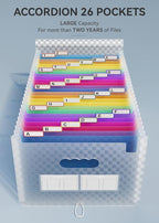 ABC life 26 Pockets Accordion File Organizer, Expanding File Folder, Portable Monthly Paper Bill Tax Receipt Organizer, Lette