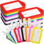 200 Pcs Luggage Tags, 10 Color Plastic Baggage ID Tags Pack Name with Blank Inserts for Suitcases, Backpacks, and Travel Bags