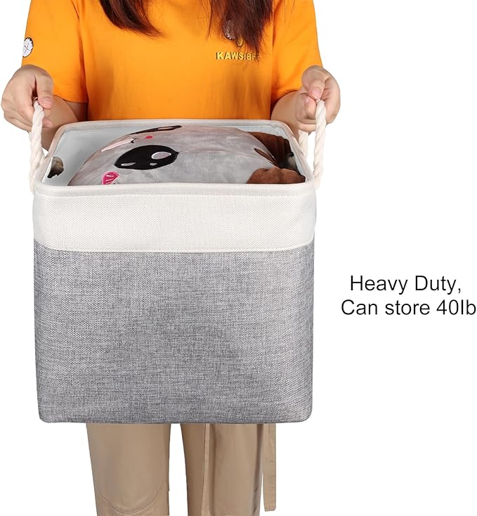 Univivi Foldable Storage Basket Fabric 13 inch Cube Storage Bins with Hard Bottom &Sturdy Handles Storage Cube for Shelf Clos