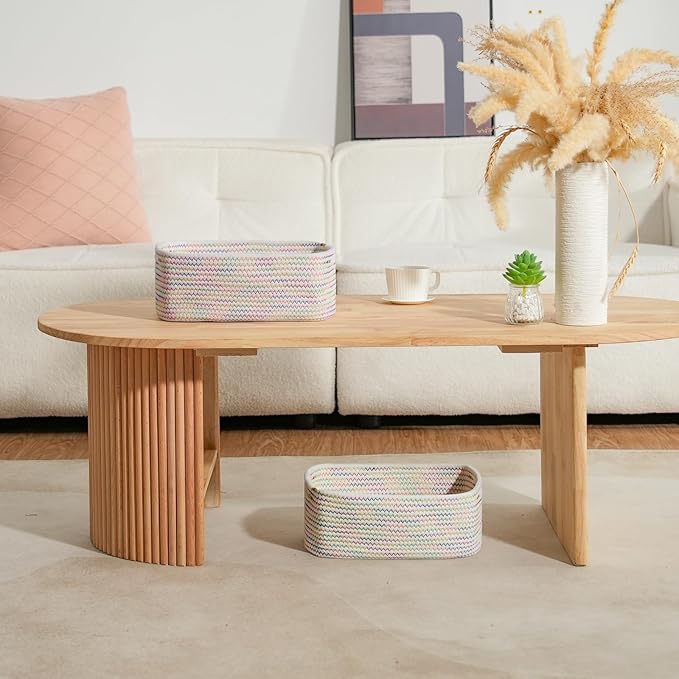 3-Pcs Shelf Baskets for Organizing, Closet Organizer Bins, Small Woven Baskets, Rope Toy Basket, Storage Basket for Shelves, 
