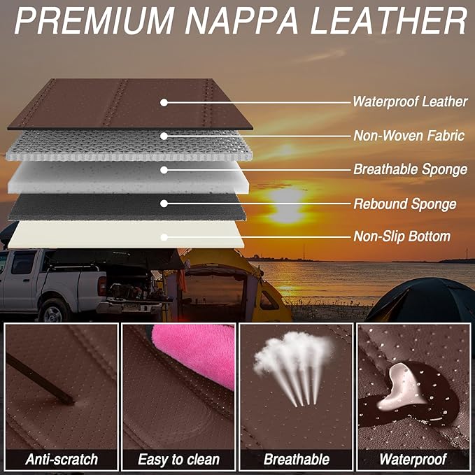 Seat Covers for Ford Expedition Max 2018-2026 8 Seaters, Compatible Airbag Non-Slip Waterproof Leather Seat Protector, Luxury Car Interior Seat Cover Full Set, Black Coffee