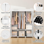 VTRIN Portable Closet Wardrobe for Hanging Clothes Closet with Cover, 3 Hanging rods, 6 Storage Shelves and Side Pocket, Diam