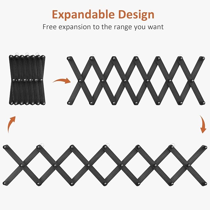 Accordion Wall Hanger, Hat Rack for Wall with 20 Coat Hooks, Expandable Hat Hangers Organizer, Vintage Decorative Coat Rack W