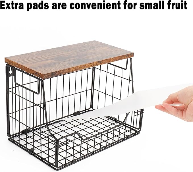 Livabber Fruit Basket for Kitchen, Metal Fruit Vegetable Storage Bin with 2 Banana Hangers, Countertop Wire Basket Organizer 