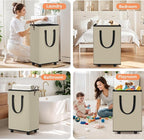 SpaceTrove Laundry Basket with Wheels, Collapsible Laundry Baskets, Laundry Hamper with Handles Detachable Wheels, Rolling La