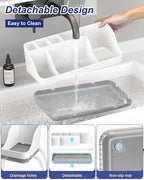 Bathroom Counter Organizer and Storage, 7 Slots Detachable Toothbrush Holders for Bathrooms, Anti-Slip Electric Toothbrush an