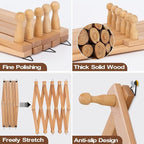 SCUNDA Wall Rack with 16 Hooks, Wooden Wall Expandable Coat Rack for Coat, Hats, Baseball Caps, Coffee Mug, Jewelry(Natural)