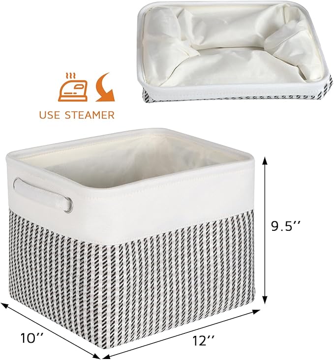 Kntiwiwo Foldable Storage Bin Collapsible Fabric Storage Basket Cube with Durable Handles Closet Organizer Bins for Organizin