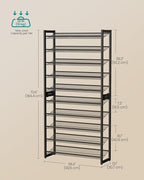 SONGMICS Shoe Rack, 10-Tier Shoe Organizer, Metal Rack for Garage, Set of 2, 5-Tier Stackable Shelf, with Adjustable Flat or 