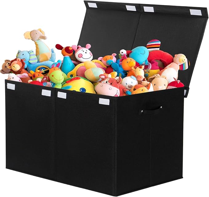 popoly 122L Large Toy Box Chest with Lid, Foldable Toy Storage Organizer Bin Boxes with Removable Divider for Kids, Boys, Gir