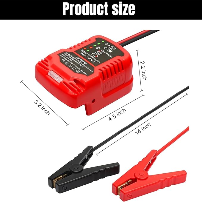 Jumper Cables Adapter for Milwaukee 18V M18 Battery Jump Car Starter,Up to 3.5L Gas Diesel Engines,12V Portable Jump Car Starter Battery,Automotive Booster Cable Adapter(Battery not Included)