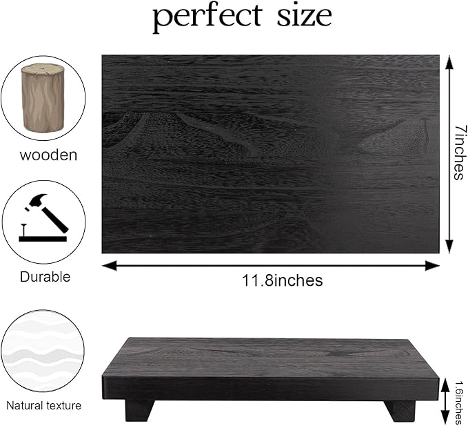 zoocatia Small Wood Tray Pedestal Stand Farmhouse Bathroom Decor Decorative Wooden Riser Kitchen Soap Dish Holder for Vanity,