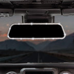 JOYTUTUS Rearvie Mirror, 12 Inch Panoramic Interior Clip-on Wide Angle Convex Rear View Mirror with Bling Rhinestones Diamonds Edge, Effectively to Reduce Blind Spot, Universal for SUV Trucks -White