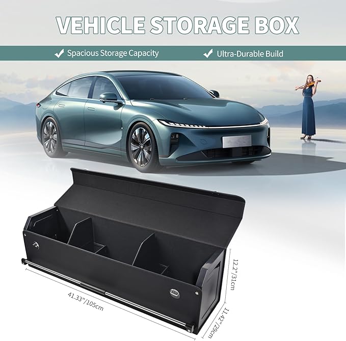 Car Trunk Organizer, Leather Trunk Organizer for Suv with Lid and Push-pull Handle Car Trunk Leather Storage Box Extra Large Ca