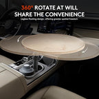 Car Desk for Laptop & Car Table Tray, Height-Adjustable 360° Rotating Wood Car Laptop Mount, Cup Holder Table, Steering Wheel Tray, Compatible with Tesla & Most Vehicles