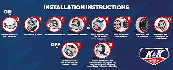 K&K Auto Snow Socks for Tires – Pro Series for Ultimate Grip Approved Snow Chain Alternative Traction Device – Tire Sock for 