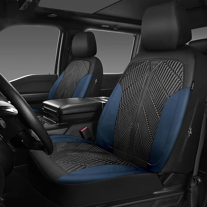 CAR PASS Waterproof Black Blue Car Seat Covers Front Seat Covers Neoprene Wetsuit,All-Weather Non-Slip Durable,Universal Fit 
