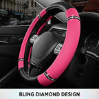 Road Comfort Leather Steering Wheel Cover – Premium Anti-Slip Car Steering Wheel Grip Cover – Universal Fit for 14.5”–15.5” C