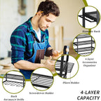 KAFAHOM Power Tool Organizer,4 Layer Drill Holders Wall Mount,Heavy Duty Metal Organizers and Storage Rack for Garage Organiz
