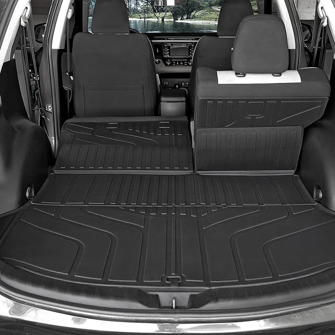 Floor Mats for Toyota RAV4 Gas 2013-2018, All Weather Floor Mats Trunk Cargo Liner with Backrest Protectors and Door Sill Guards Accessories, Full Coverage Set