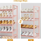 Large Shoe Rack 8 Tier Shoe Organizer, Heavy Duty Metal 4-Tier Stackable Shoe Storage Vertical Shoe Rack for Closet Front Doo