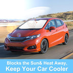 TINGLU Sun Shade for Honda Fit 2015-2020 Accessories Windshield Sun Shade Window Shade UV Rays Protection Sun Visor Cover with Steering Wheel Sunshade Storage Bag