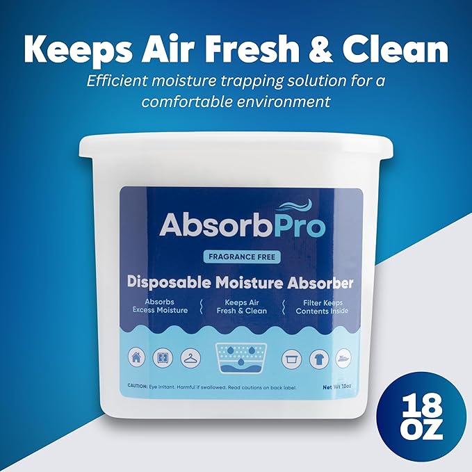 Moisture Absorber Tub Fragrance Free - 3-Pack - 18 oz Unscented Disposable Odor Eliminator Box & Dehumidifier for Garage,
