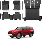Floor Mats for Toyota 4Runner 2013-2024, All Weather Floor Mats Trunk Cargo Liner with Backrest Protectors Accessories and Door Sill Guards Accessories, Full Coverage Set (Only Fit 5 Seats)